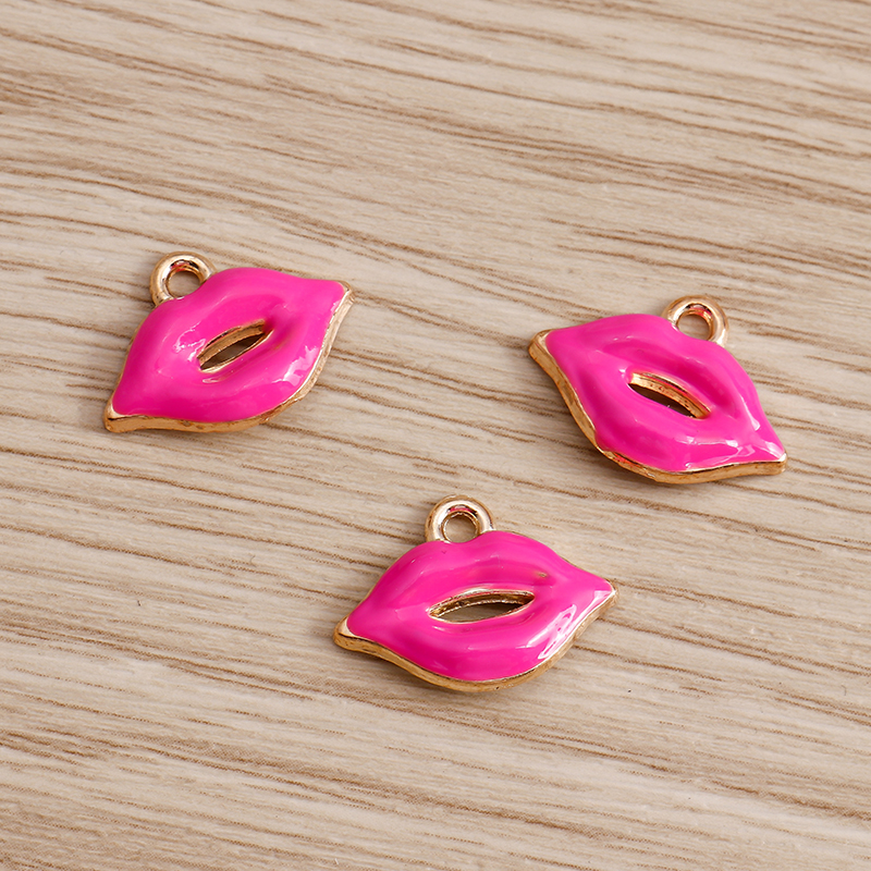 10 Uds. Mezcla de lindos esmaltados para mujer, labios, lápiz labial, colgantes para hacer joyas, pendientes, collares, pulseras, suministros para manualidades DIY: Violeta