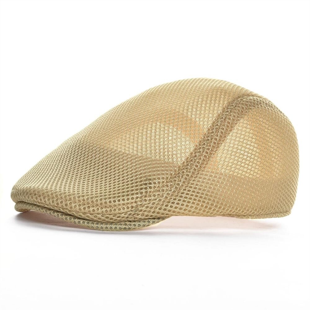 VOBOOM Summer Flat Cap for Men Mesh Cabbie Newsboy Women Gatsby Hat Beret Ivy Caps Man Breathable Headpiece 126: Khaki