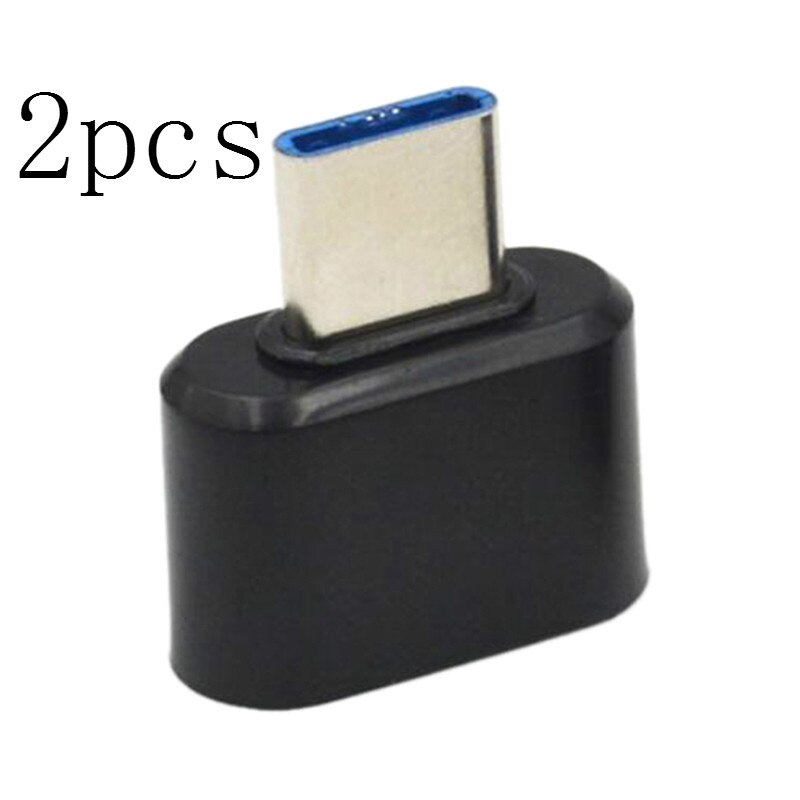 1-2 Pcs Type-C Male To USB 3.0 Female USB C Converter USB Adapter: black 2pcs