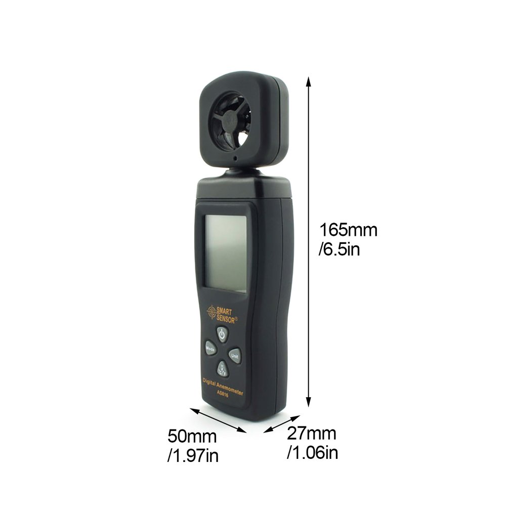 Digital LCD Anemometer AS816 Air Velocity Anemometer Backlit Temperature Measurement Velocity Measurement