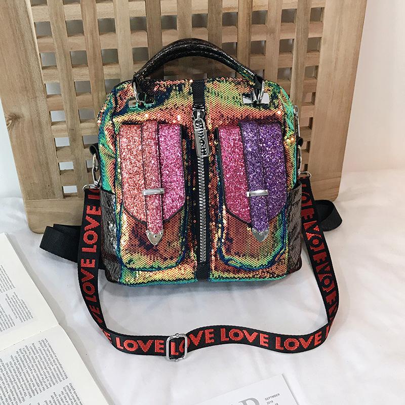 Draagbare Shining Pailletten Vrouwen Rugzak School Voor Meisje Reizen Grote Capaciteit Tassen Party Bags Glitter Rugzak Pu Rugzak: Goud