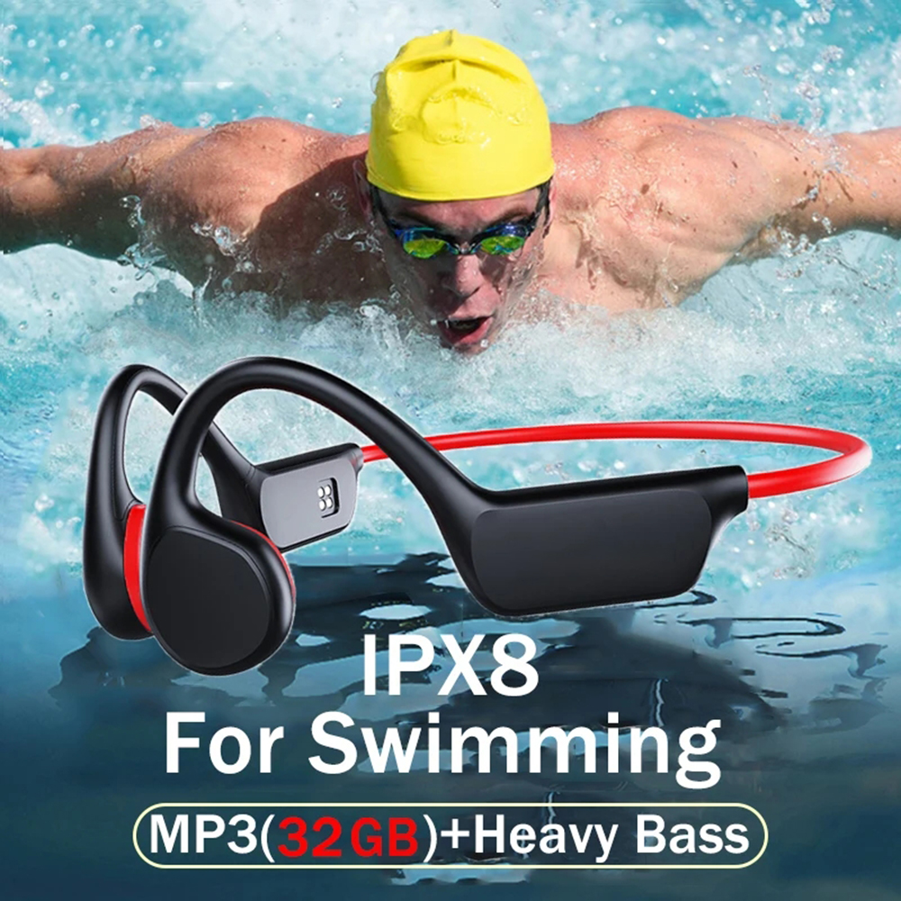 Bone Conduction Headset X7 IPX8 32GB Geheugen 5.3 Bluetooth Draadloze Headset met microfoon Waterdicht Zwemmen 2024 Nieuw