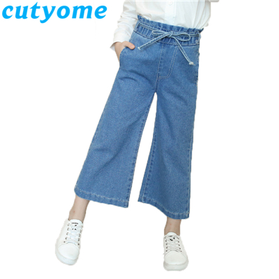 Mädchen Weite Bein Hose Mit Schleife - Bequeme Freizeithose Mit Hohem Bund Für Herbst