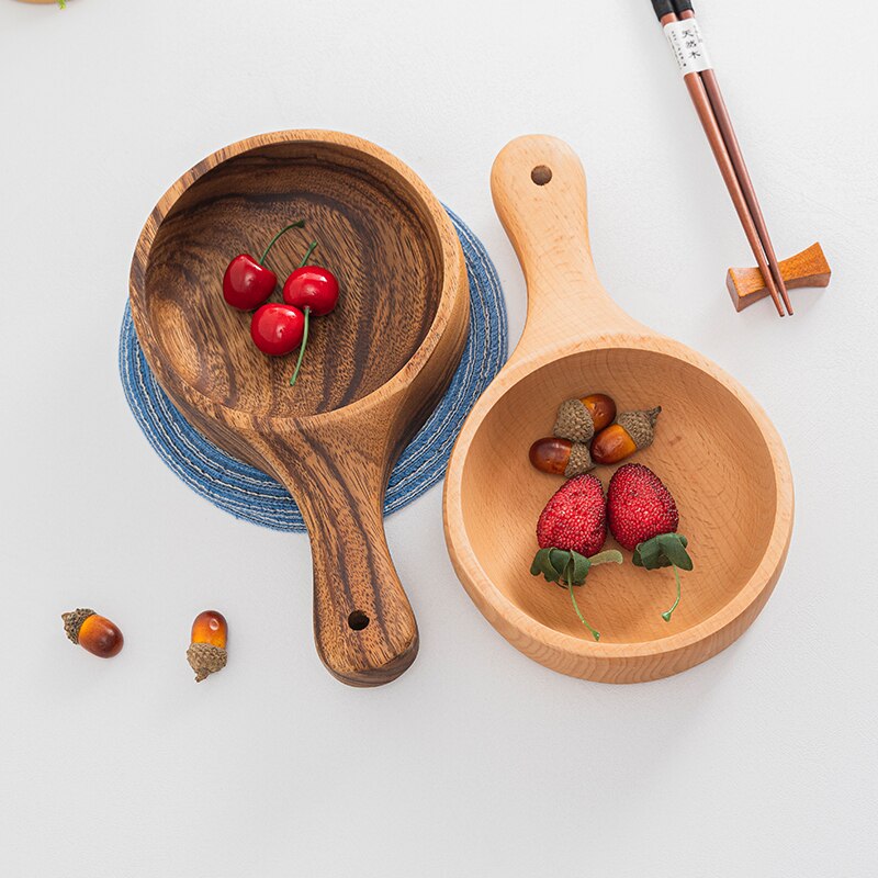 Hemu Life Natural Wood Japanese Style Kitchen Accessories Simplicity Handle Bowl Water Scoop High Temperature Resistance