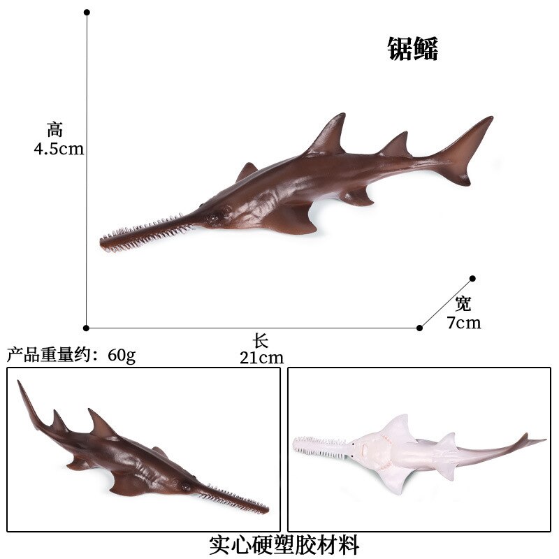 Ocean World Dieren Model Beeldje Sea Life Batfish Duivel Vis Sawfish Action Figure Aquarium Decor Onderwijs Kinderen Speelgoed: Large sawfish