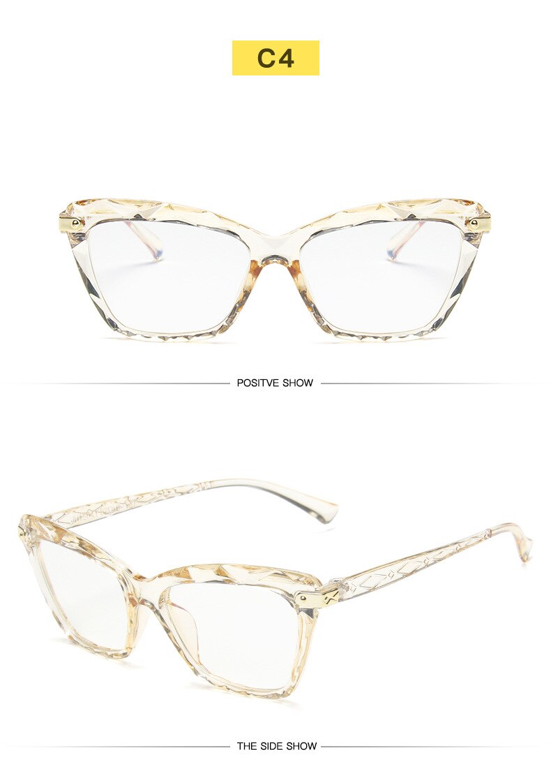 Leesbrillen dames cat eye anti-blauwe stralen presbyopie bril anti-vermoeidheid computerbrillen: 4 geel