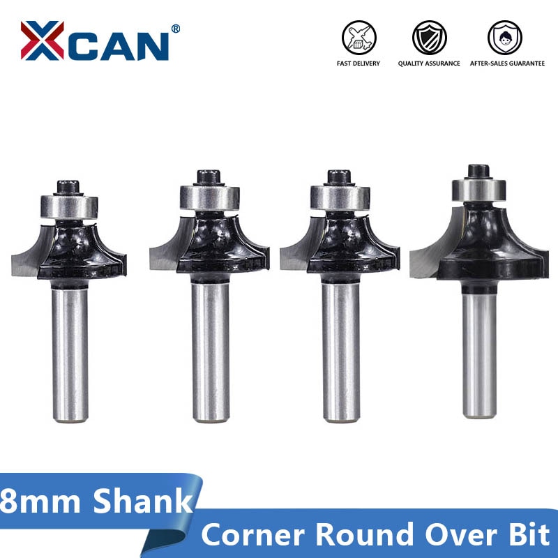 XCAN Corner Round Over Router Bit 8mm Shank Bearing Guide Carbide Milling Cutter Woodworking Tools End Mill