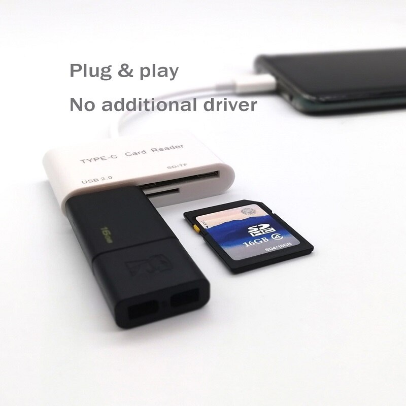 3 in 1 USB 2.0 SD Card Reader Adapter Type C Cable Micro SD TF smart memory card reader Camera Connection laptop accessories