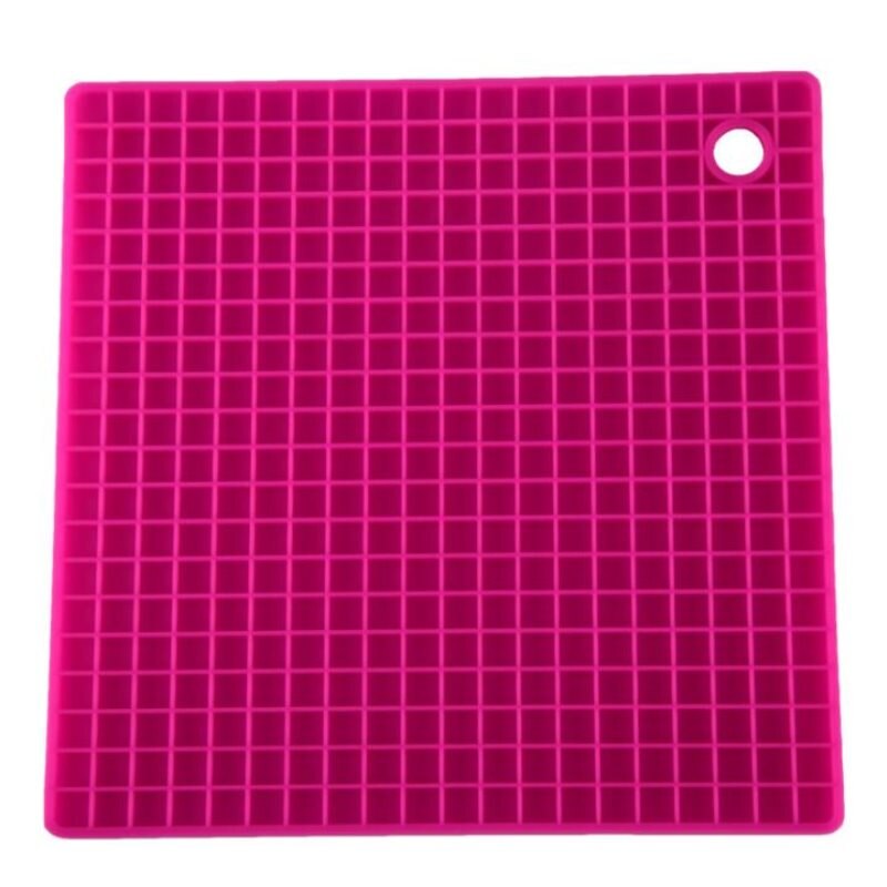 Dikke vierkante honingraat siliconen placemat isolatie pad antislip waterdichte eettafel cup pad onderzetters: Rose red