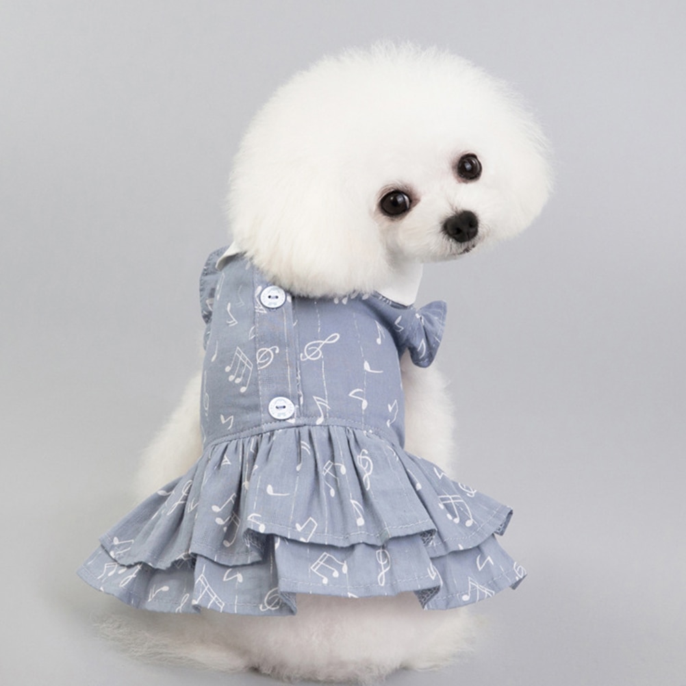 Huisdier Zomer Katoenen Jurk Honden Ademend Rok Muzieknotatie Patronen Kleding Kat Kleding Hond Trouwjurk Voor Puppy
