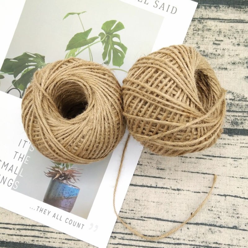 50M cuerda de cáñamo Natural DIY arpillera Hessian Cable de hilo de yute cuerda de cáñamo cuerdas de embalaje de