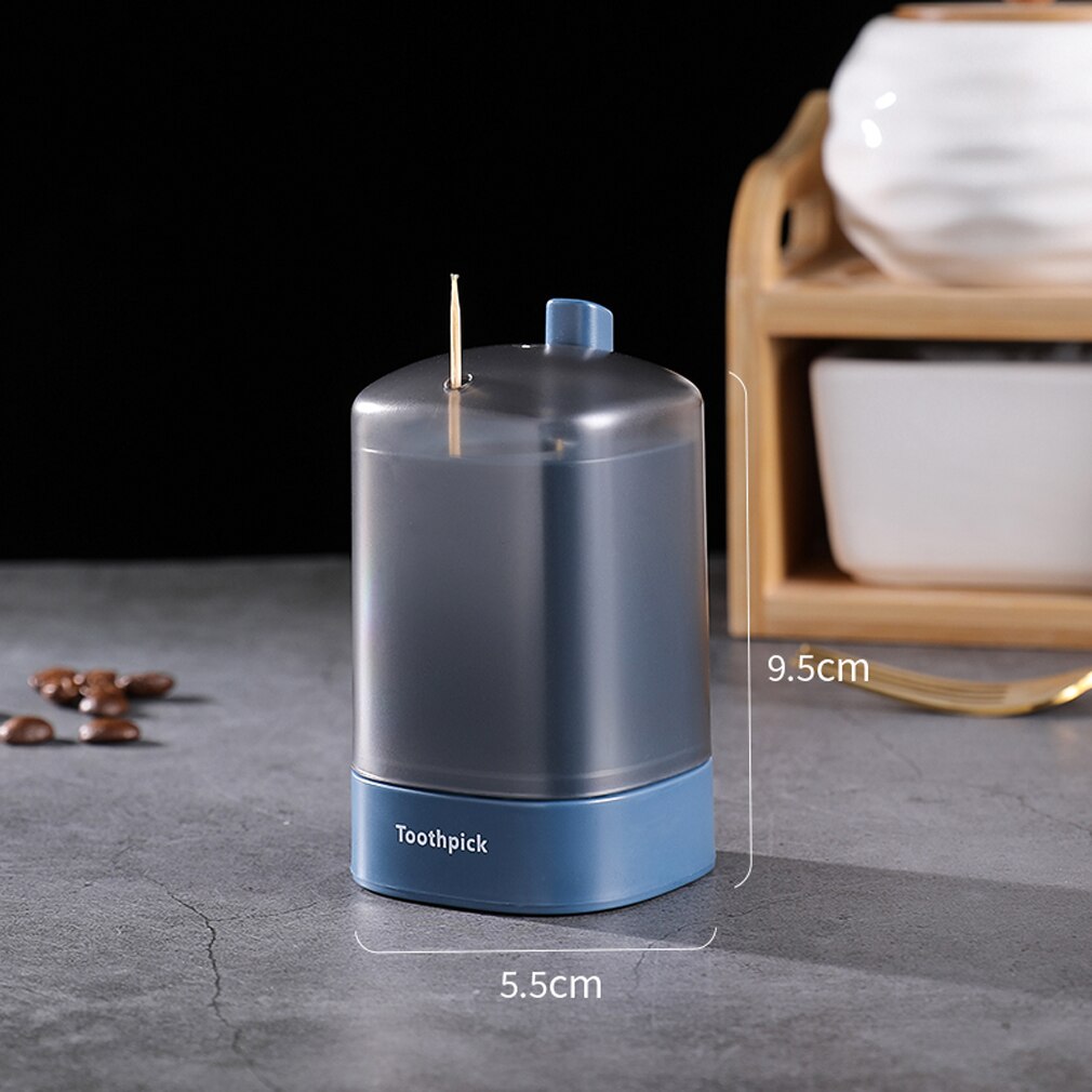 Automatische tandenstokerdoos, draagbaar, transparant venster, pop-up tandenstokerdoos, antislip opbergdoos: Blauw