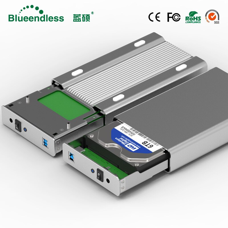 Blueendless 3.5 inch all-metal hdd case mobile hard disk box USB 3.0 sata 5gbps hard drive SATA hdd enclosure aluminum shell