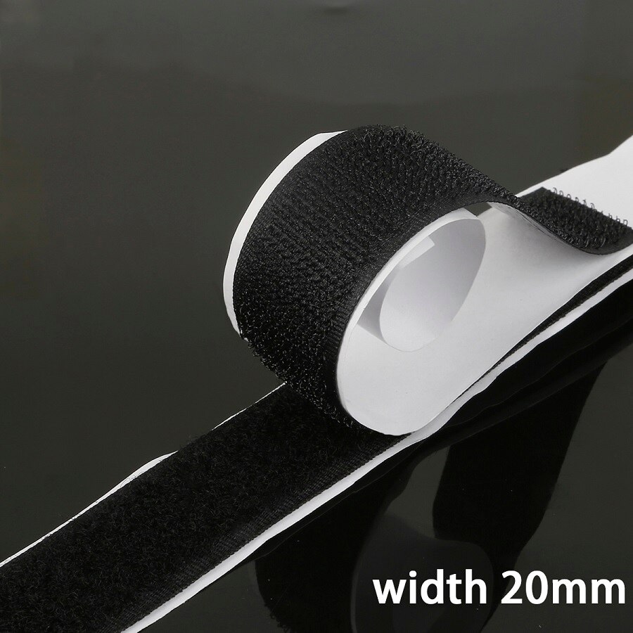 16/20/25/30/40mm*1M Black White Hook and Loop Fastener Tape Magic Nylon Sticker Adhesive Hook Loop Discs Tape Sewing Strong Glue: 20mm Black