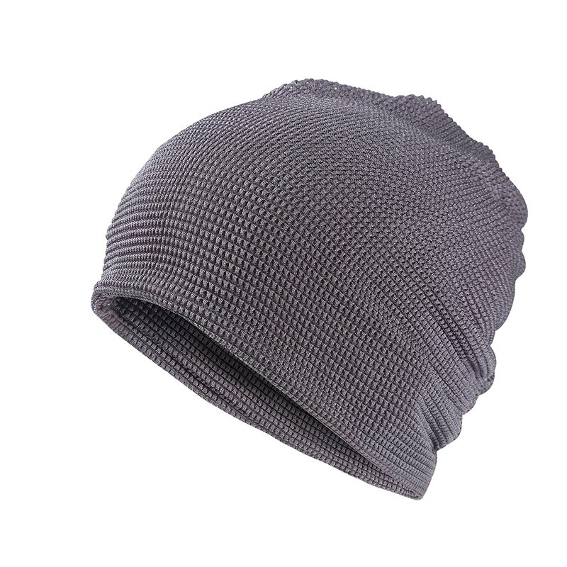 Sommer pustende turban lue kul strømpe hule hatter for kvinner menn skullies beanies panser bagyy cap maske skjerf 2 in 1 hatter: Grå