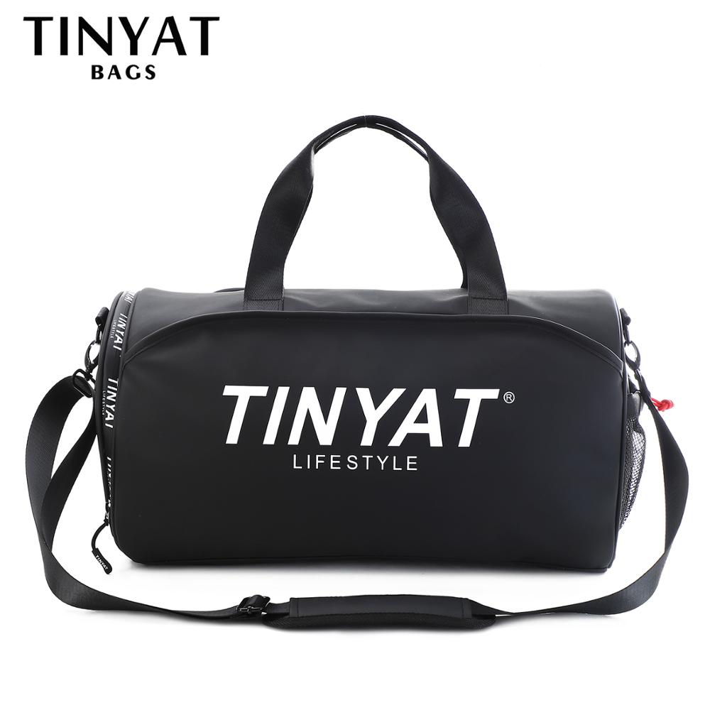 TINYAT Große Kapazität Männer Reisetasche PU Seesack Sporttasche Wasserdichte trennen Schuhe Tasche Wochenende Taschen für Männlichen T3001