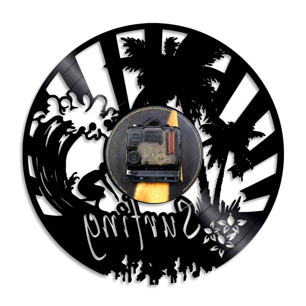 Surfing Beach View Vinyl Record Wall Clock Modern ... – Grandado
