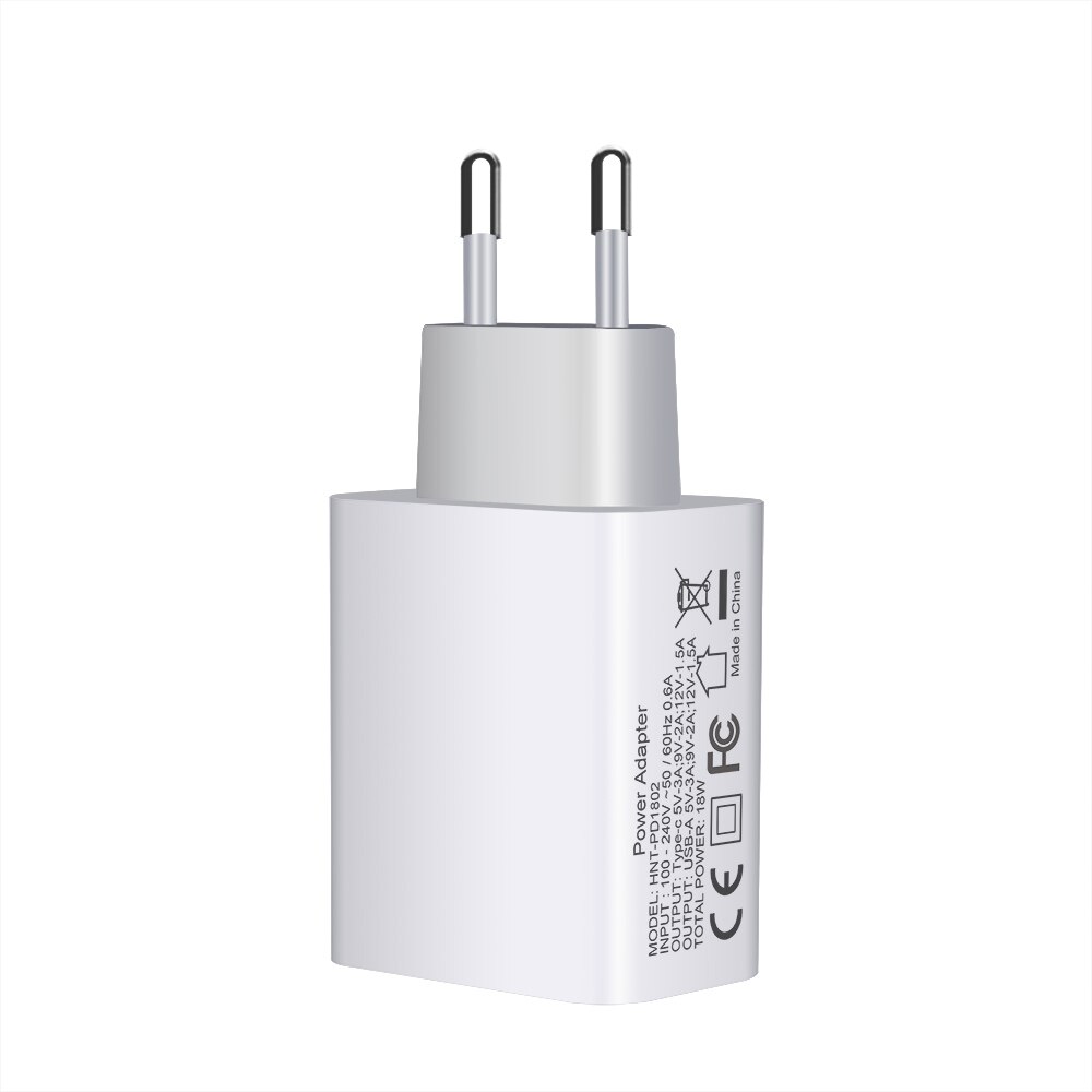 18W Pd QC3.0 Snel Opladen Type C Quick Charge 3.0 Us Adapter Dual Usb Charger Voor Iphone 13 12 11 Pro Max Mini Se Xs Xr 8 Ipad: White EU