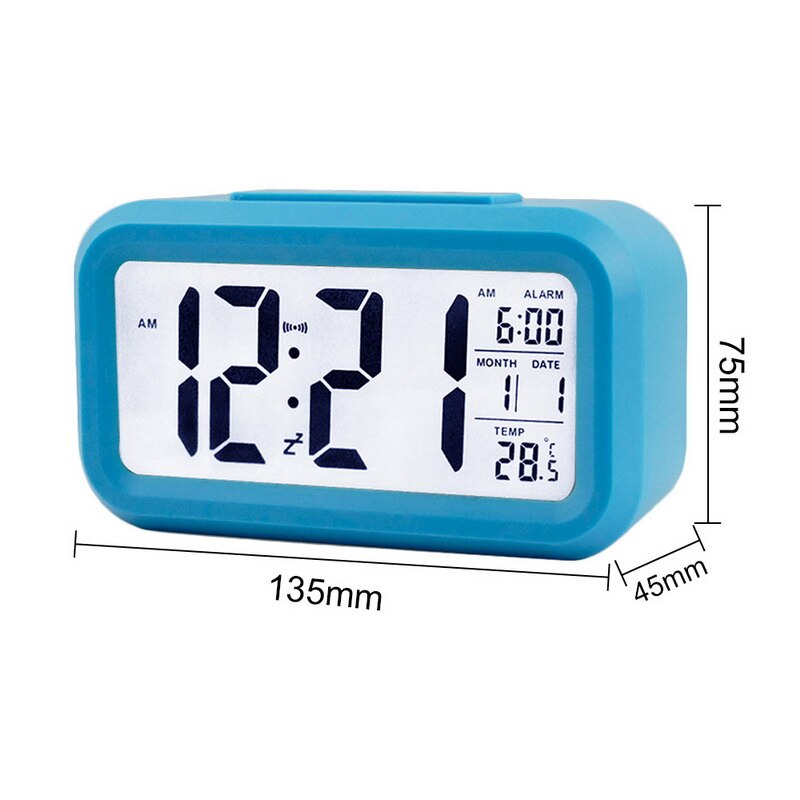 Reloj Despertador LED 7 cambio de color luz nocturna relojes brillantes Luz de termómetro Digital Reloj para niños Mesa Despertador de escritorio: Blue C