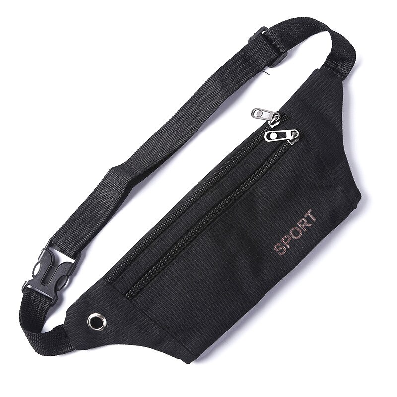 Casual Canvas Waist Bag Unisex Functional Waist Bag Mobile Phone Bag Men and Women Convenient Belt Banana Bag Pillow: Black B