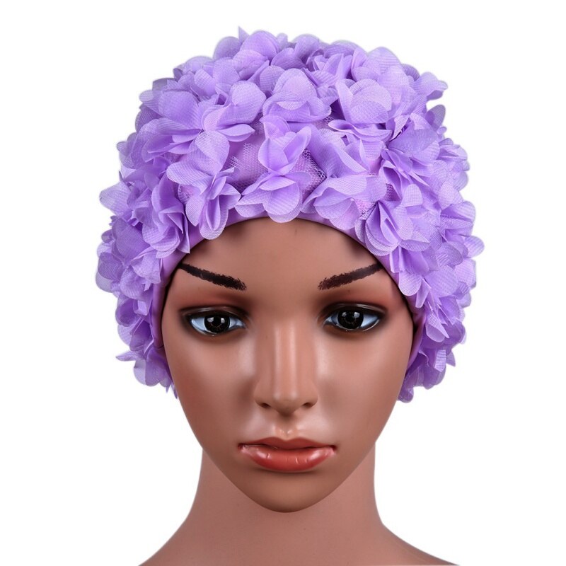 Badmutsen met gekleurde bloemen voor dames, driedimensionale bloemblaadjes, badmuts voor dames, badmuts voor lang haar