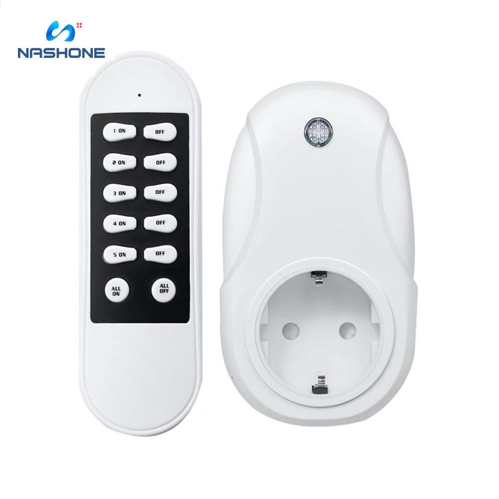 Nashone Wireless Remote Control Sockets Programmable Electrical Outlet Light Switch Plug for Power Strips, Household Appliances