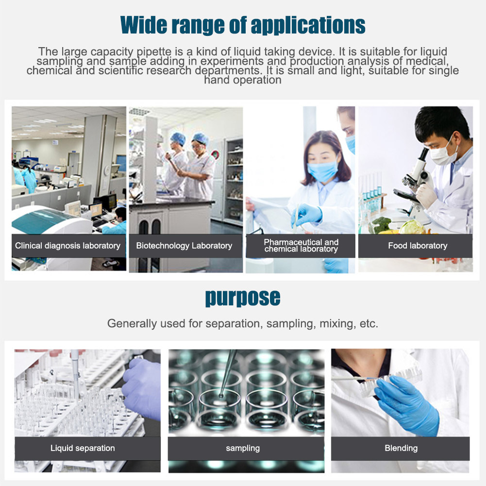 Pipettor Single Channel Volume Micro Pipettes Lab Transfer Pipettes for Lab 2ml 10ml 25ml DTT88