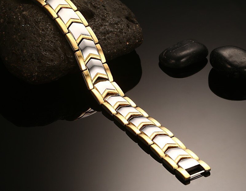 Modyle Goud-Kleur Titanium Gezondheid Magneet Armbanden Armbanden Voor Mannen En Vrouwen