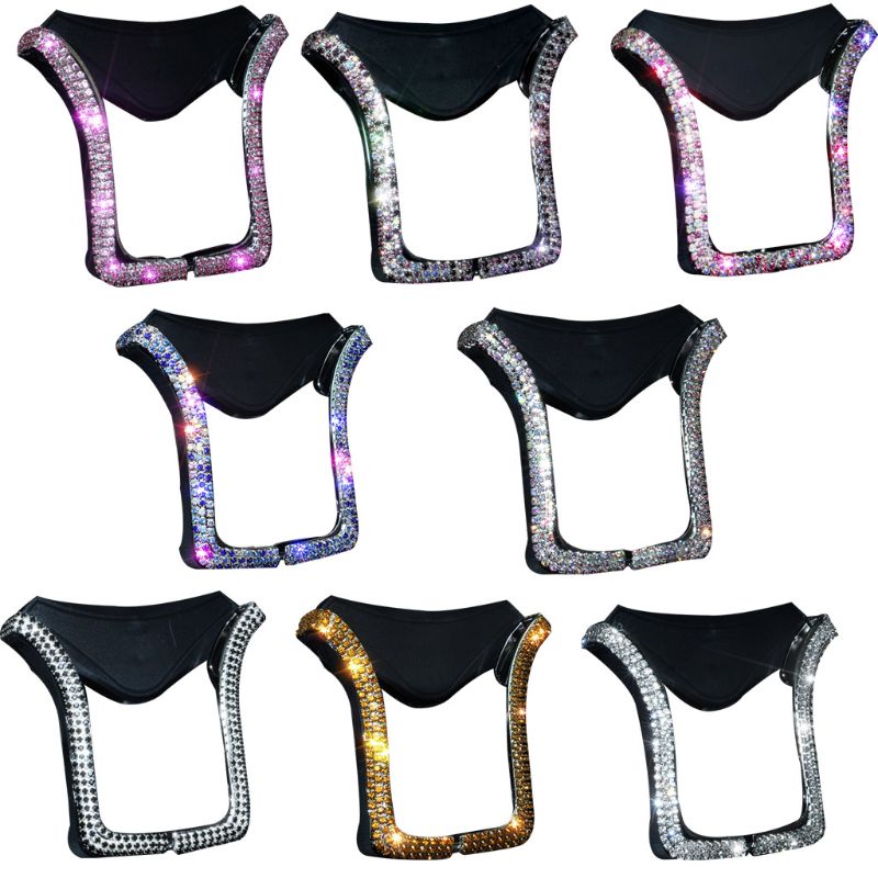 Universele Auto Air Vent Mount Clip U-Vorm Telefoon Houder Bracket Met Shiny Crystal Rhinestone Telescopische Gesp Interieur Decor