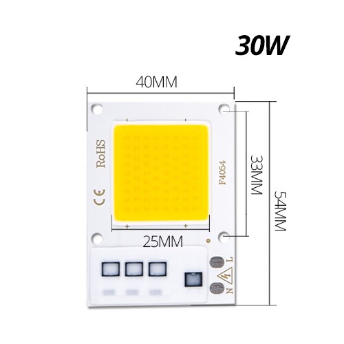 COB puce LED 220V 110V 30W 20W 10W LED perle COB puce Smart IC pas de scintillement LED projecteur pas besoin de pilote bricolage projecteur: 110V / F4050 30W / warm white