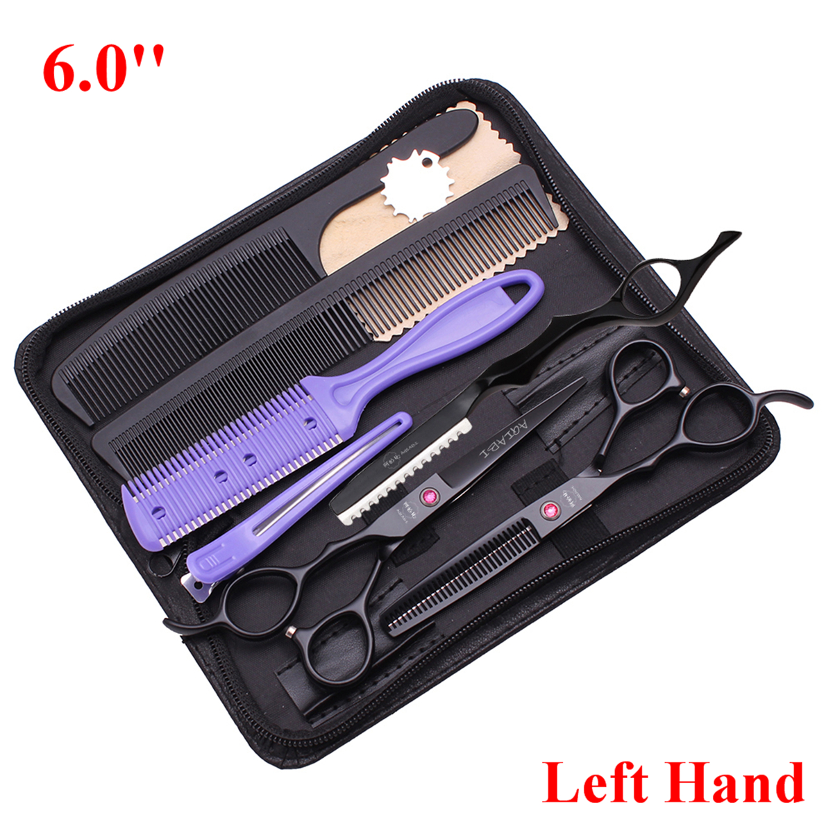 Ciseaux de coiffure professionnels pour cheveux, 6.0 pouces, main gauche, ciseaux de coupe, Salon de coiffure, maison, japon, acier, directe, A8001: BLEU CIEL
