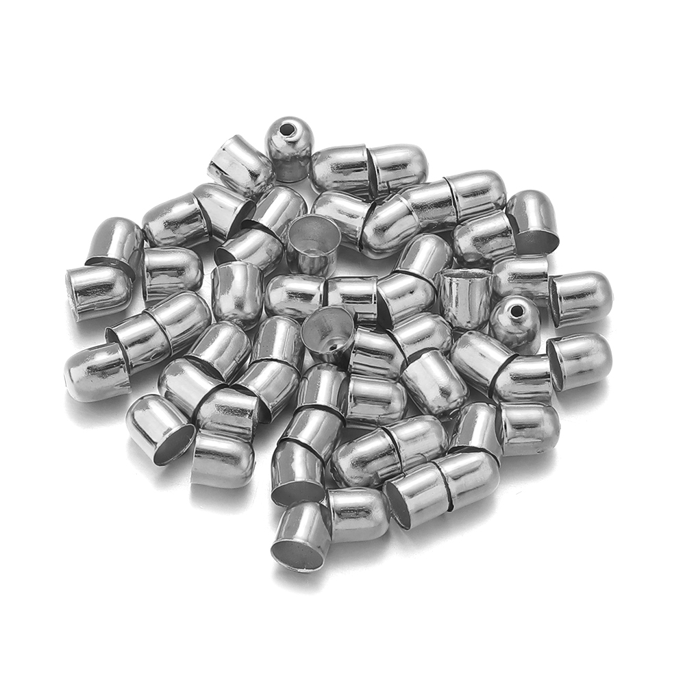 Lote de 50-100 unidades de tapas de borla de Punta final, cordones de cuero, pulseras, hebilla, engarce de cuentas para fabricación de joyas, 4, 5, 6, 7, 8 y 10mm