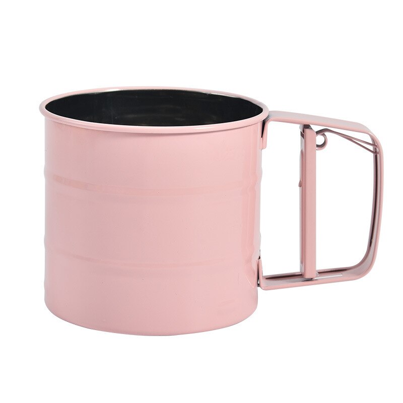 Edelstahl Halbautomatische Mehl Sieb Backen-werkzeuge Mehl Filter Tasse Filter Sieb Hand Mehl Sieb Backen Zubehör: Rosa