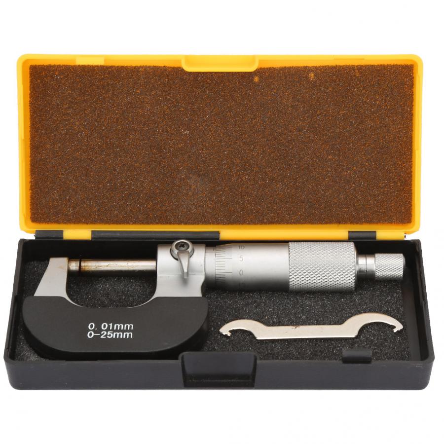 Thickness Indicator Bearing Steel Measure Tool 0-25mm Outside Micrometer 0.01mm Thickness Gauge