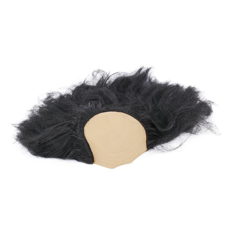 Bald Wig Funny Old Lady Wigs Masquerade Supplies Wig Head Mask Costume (Black)