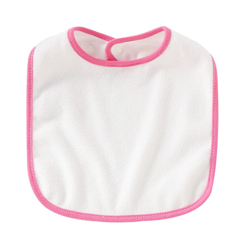 Baby White Cotton Super Soft Absorbent Saliva Towel Baby Solid Color Antifouling Comfortable Single Layer Snap Bib: 7-Pink