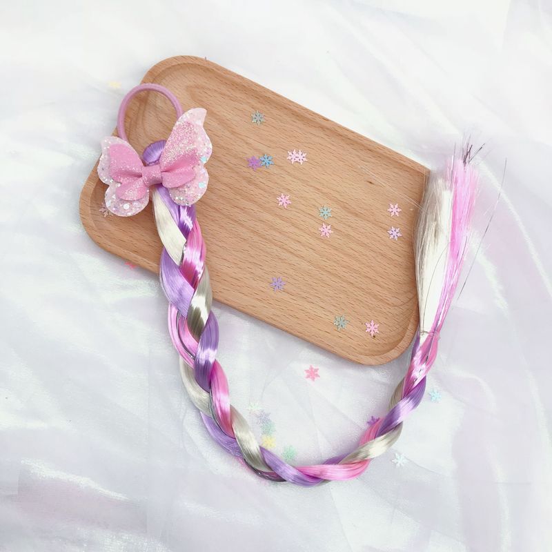 Kleurrijke Pruik Pigtail Elastische Haarband Voor Meisjes Sequin Glitter Eenhoorn Scrunchies Paardenstaart Haar Touwen Kids Hoofddeksels