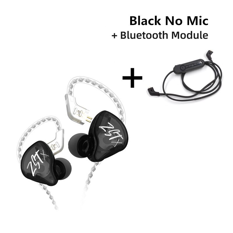 KZ ZSTX 1BA+1DD Hybrid technology HIFI In Ear Earphones Bass Earbud Sport Noise Cancelling Headset KZ ZS10 pro ZSN pro ZSX C12: Black no mic BT