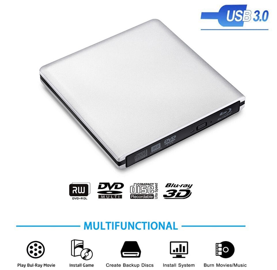 Grabador de Blu-Ray USB3.0 externo BD-ROM Unidad de DVD óptico Escritor de BD-RE Lector de Blu-Ray 3D para computadora portátil/escritorio
