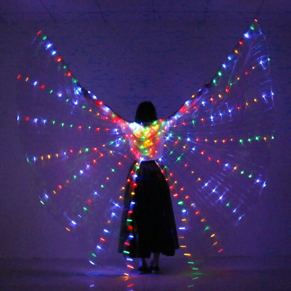 LED objeto de atrezo para mujer y niña, alas LED luminosas ISIS, disfraz de ala iluminada, alas de estilo abierto sin palos