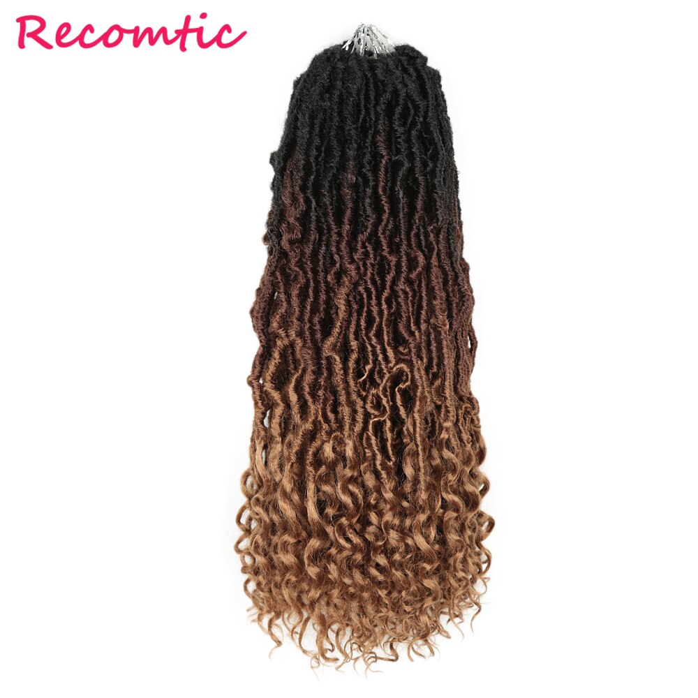 Recomtic 20inch Natural Synthetic Hair Extensions Goddess Nu Locs Crochet Braids Heat Resistant For Black Women: Color 3T3027