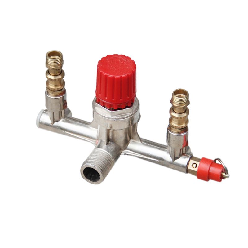 Double Outlet Pipe Alloy Air Compressor Switch Pressure Regulating Valve Mounting Parts Air Compressor Pipe