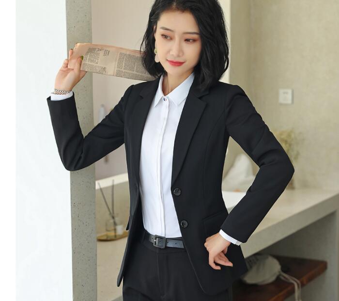 Women Work Office Dresses Formal Ladies With Two button