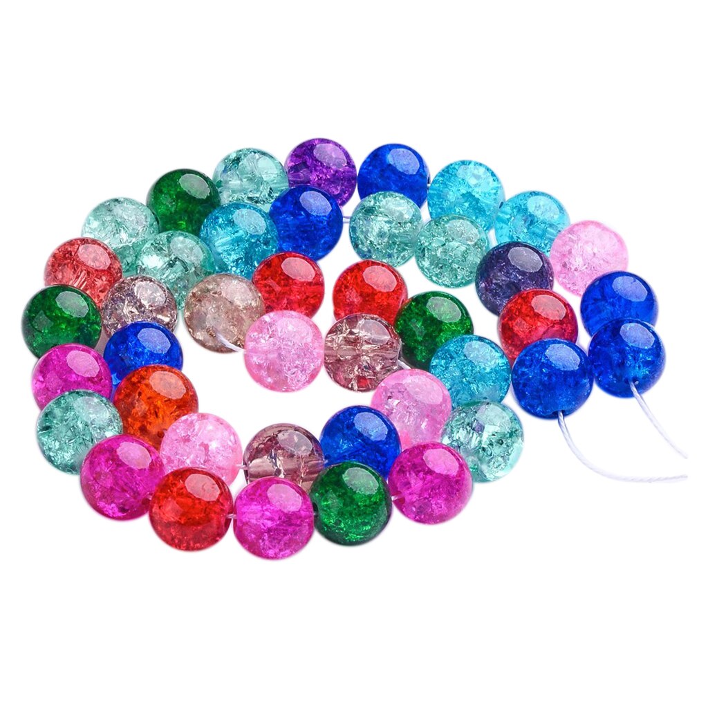 42 Glass Crackle Beads Crystalline Spacer Bead DIY Necklace Bracelet Earring