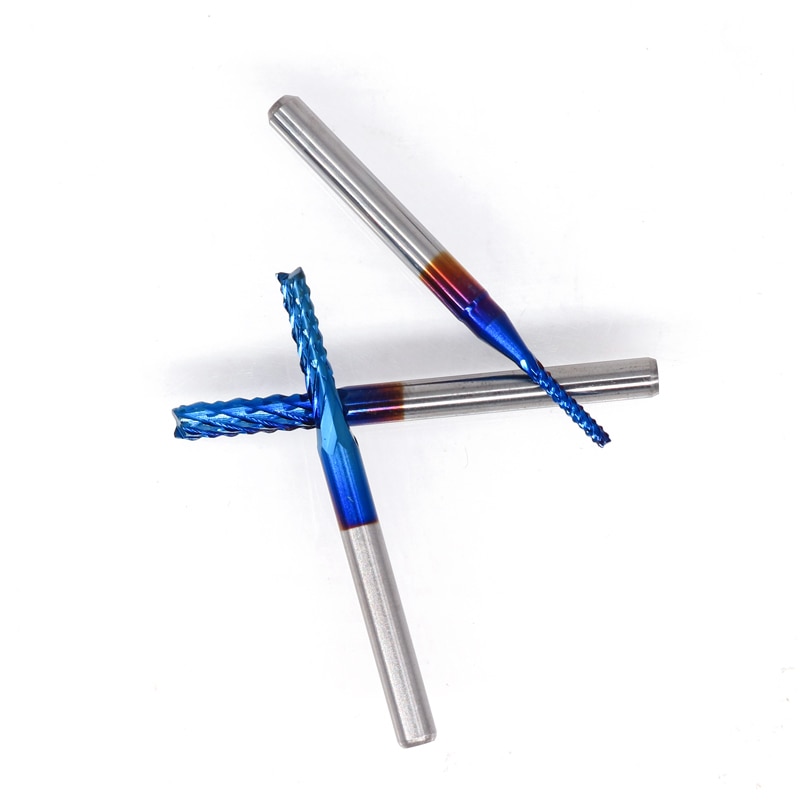 10 stk 0.8-3.0mm cnc freser 3.175mm skaft pcb freser nanoblå belagt hardmetall mikro endefres