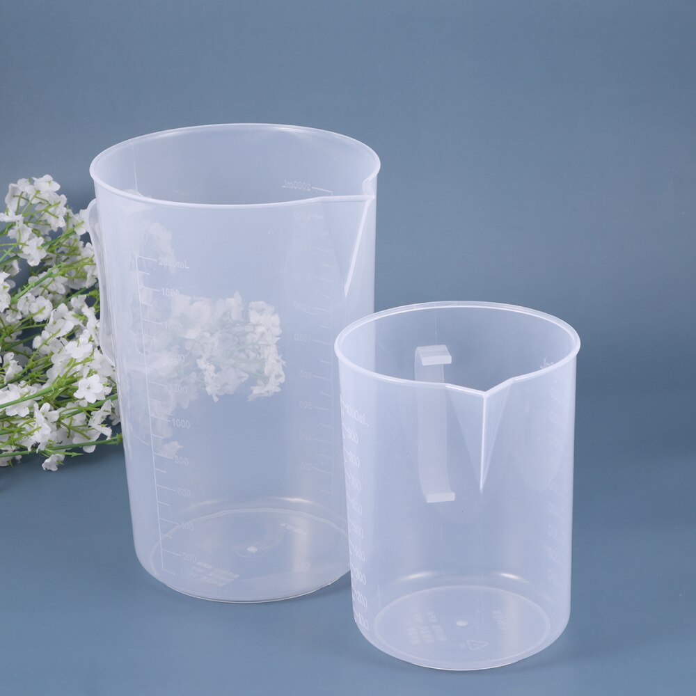 2pcs Measuring Pitcher with Handle Clear Graduated Cups Large Capacity Measuring Beaker for Kitchen (1000ml+2000ml)