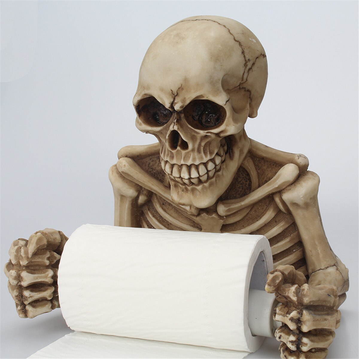 Skull Toilet Paper Holder Wall Mounted Tissue Box Paper Roll Holder 3D Sanitary Paper Storage Bar Bathroom Storage Box Organizer