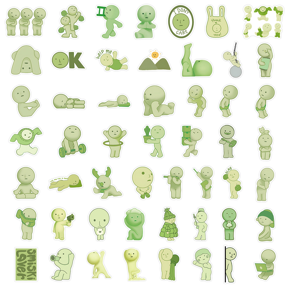 52Pcs Cute Smiski Stickers Smiski Hippers DIY Stickers Scrapbooking Phone Luggage Skateboard Waterproof Decals