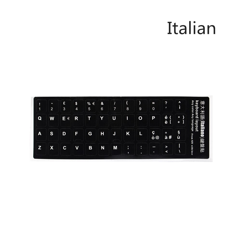 Durable Keyboard Sticker Russian/French/Spanish/Japanese/German/Arabic/Korean/Italian/English Lettering stickers for Laptop PC: Italian