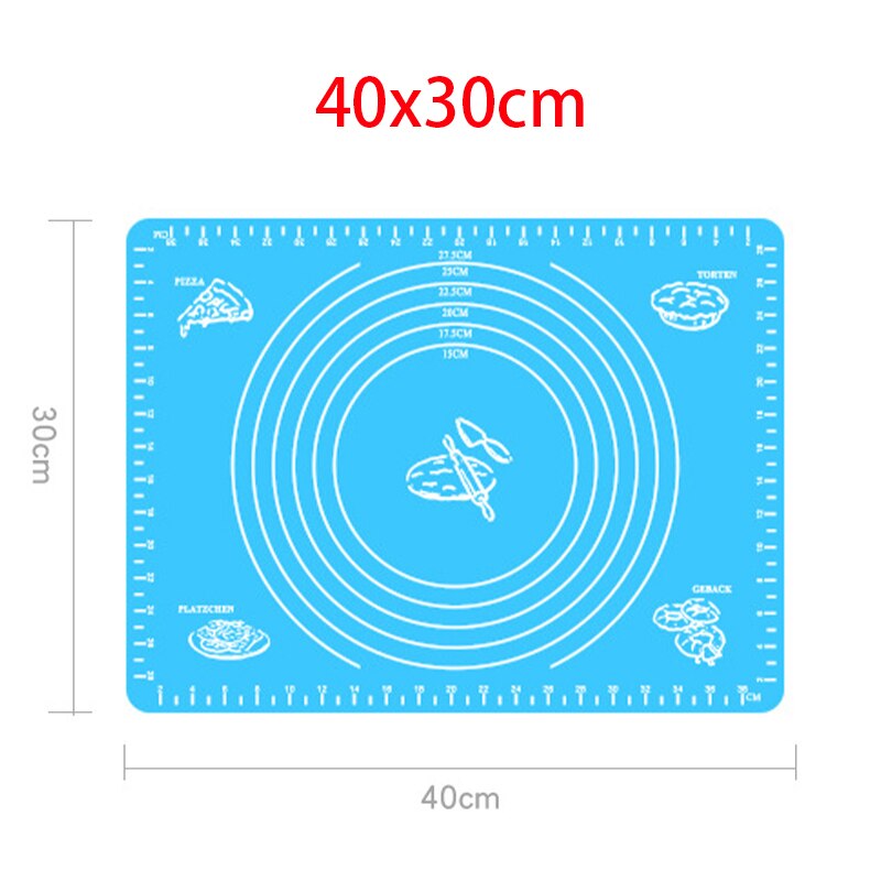 Antihaft Silikon zurück Skala matt Ofen rollen Teig Pad Lebensmittel Klasse Backen rollen Fondant Gebäck Matten Kuchen Kochen Werkzeug Neue: 40x30cm Blau